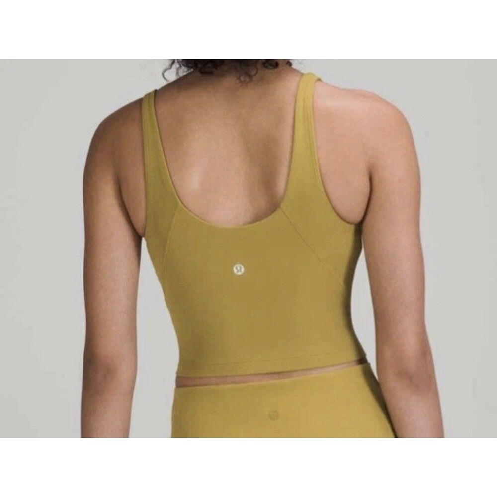Lululemon Women's 0 Tank Top Align V-Neck Crop Auric Gold Nulu Support Gym Yoga